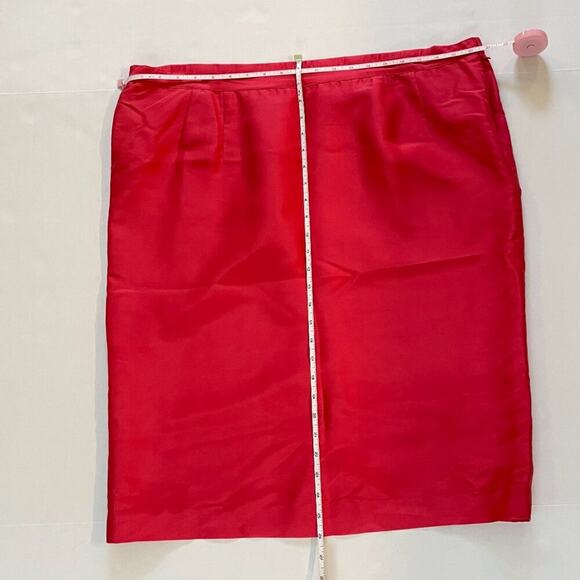 Raspberry/Pink Silk Pencil Skirt, Center Back Vent, Wedding, Special Event, 20 - Picture 4 of 7